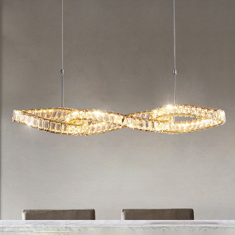 Nordic Style Crystal Hanging Lamp Geometry Shape Island Light Fixture for Bedroom