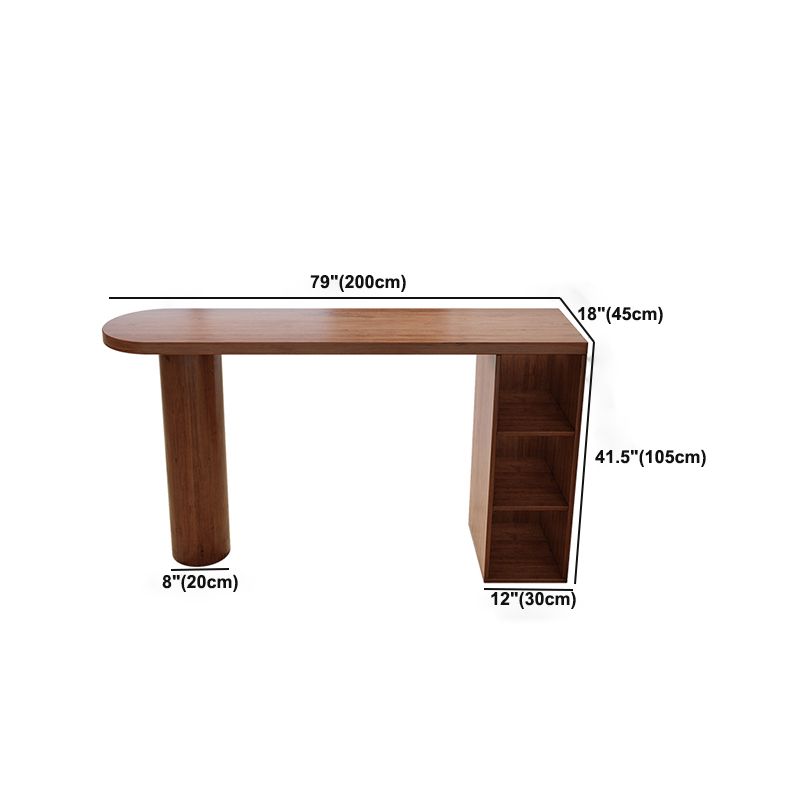 Modern Style Bar Table Solid Wood Bar Dining Table with Storage Shelf