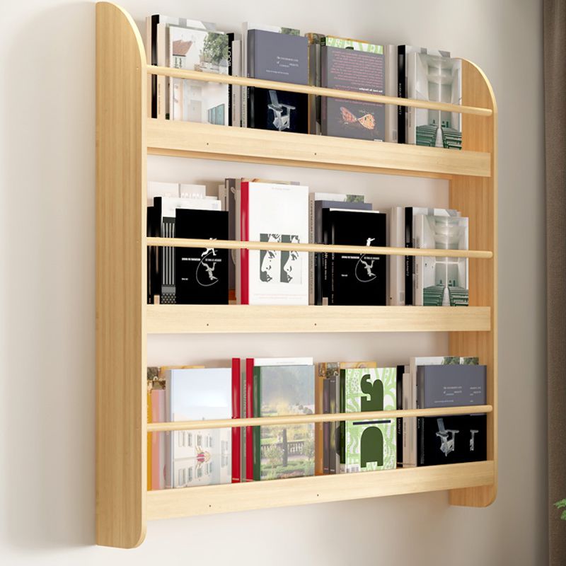 Wood Floating Bookcase Contemporary Style Wall Mounted Book Shelf