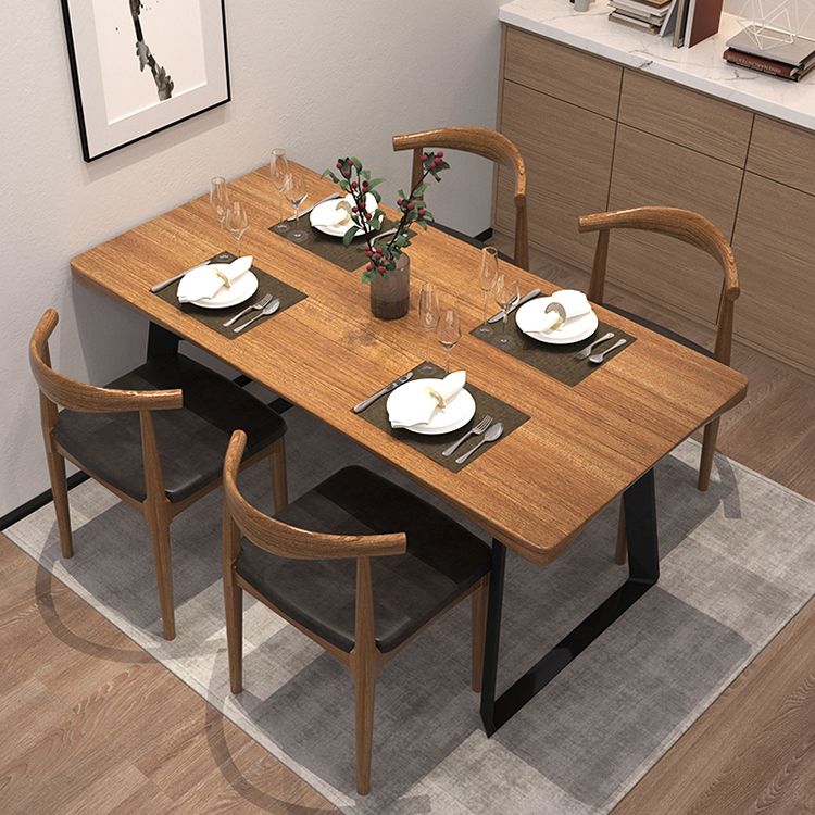Rectangle Pine Wood Table for Restaurant Industrial Dining Table with Double Pedestal