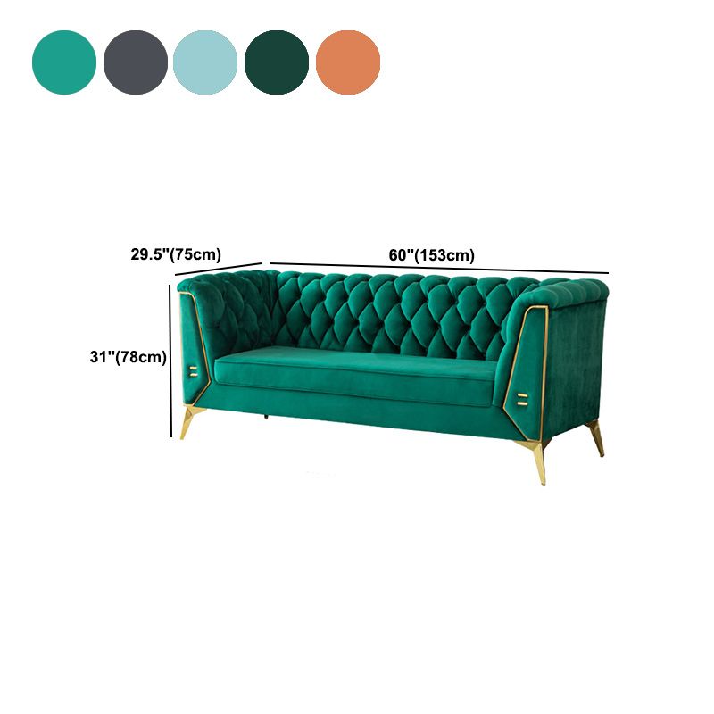 Tuxedo Arm Sofa 2/3-Seater Contemporary Tufted Velvet Sofa - 30.7" H