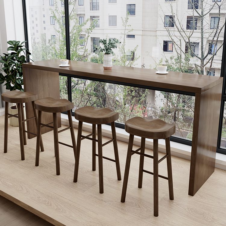 Modern Solid Wood Indoor Rectangle Double pedestal Bar Dining Table