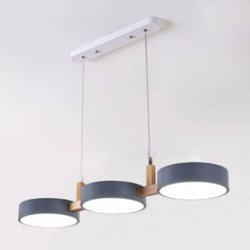 Macaron Style Island Light Round Shape 3-Light Hanging Pendant Light for Dining Room