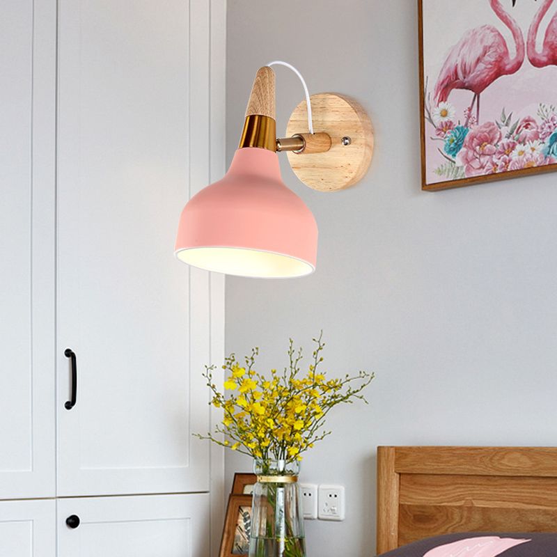 Metal Torch Shaped Wall Light Angle Adjustable 1 Light Nordic Style Sconce Light for Bedside