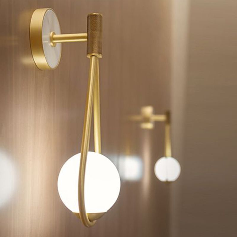 Lámparas de plataformas de estilo nórdico de estilo nórdico moderno vidrio 1 placas de pared ligeras en acabado dorado