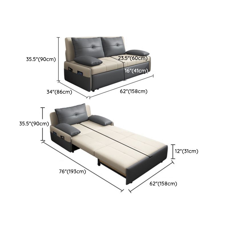 Scandinavian Sleeper Sofa Light Gray Sofa Bed  with Detachable Mattress