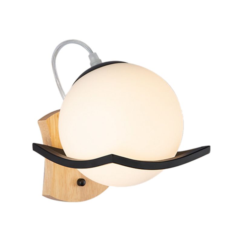 Modern Wall Sconce Metal Ball Shape Wall Light with Glass Shade for Living Room