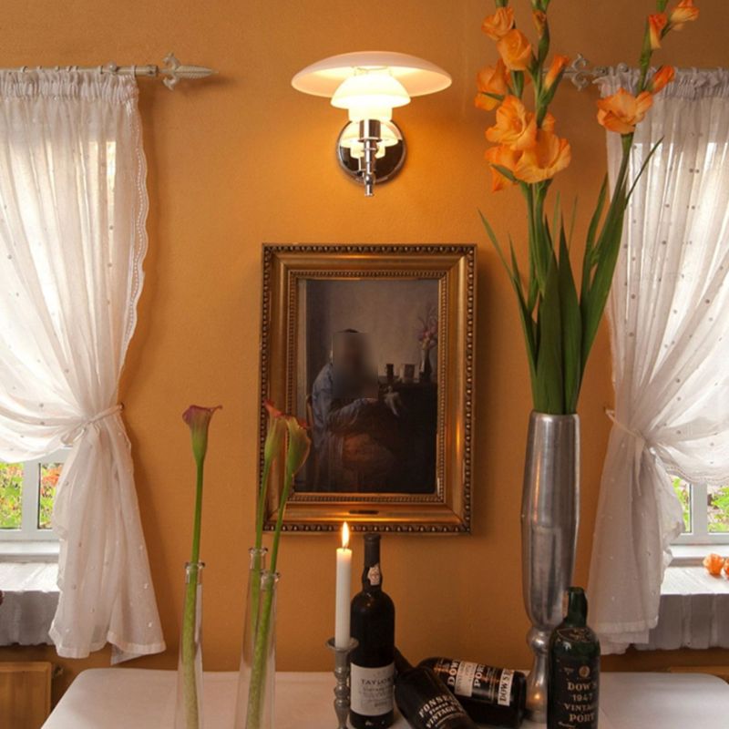 Simple Wall Light Fixture Household Wall Light Sconce with Glass Shade for Bedroom