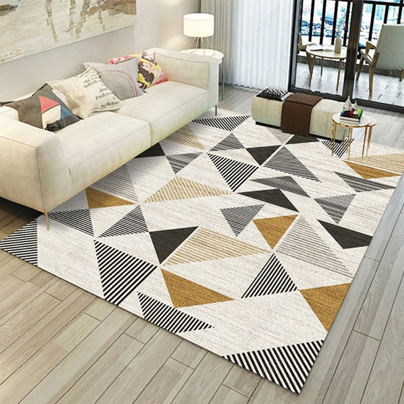 Modern Area Carpet Contrast Panel Polyester Area Rug Stain Resistant Area Carpet for Living Room