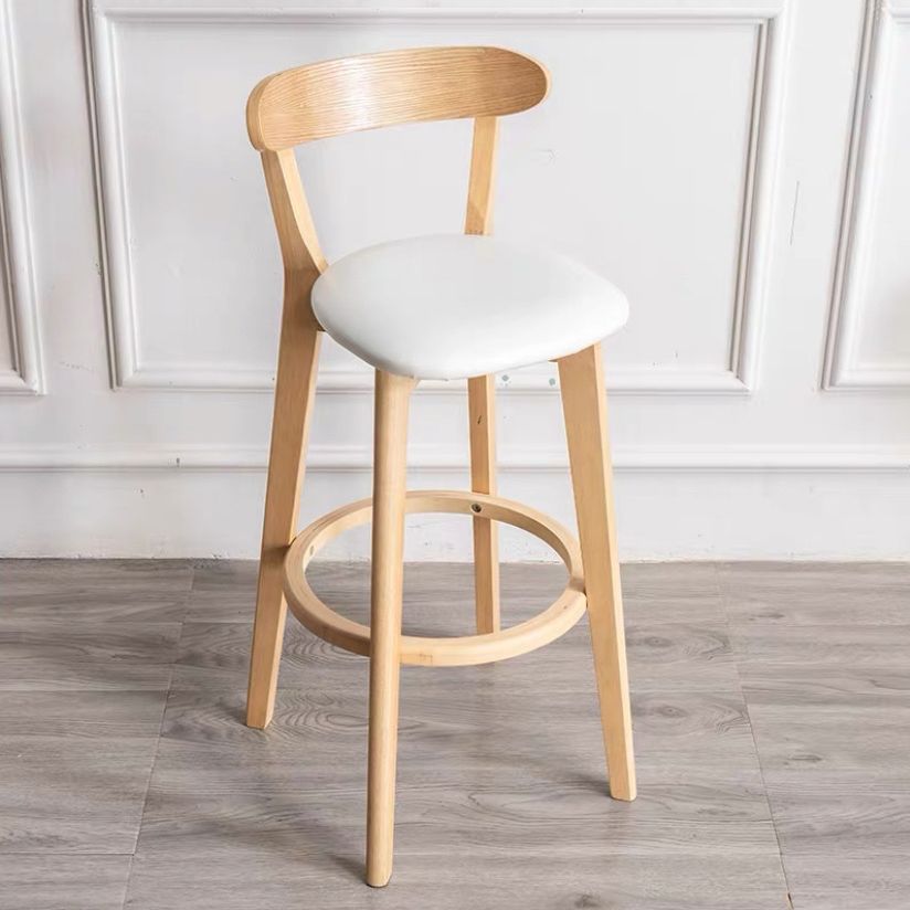Contemporary Solid Wood Barstool Indoor Bar Stool with Cushion and Low Back