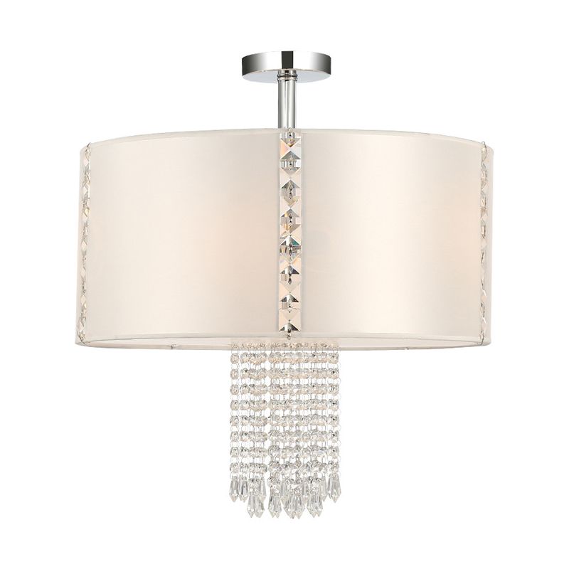 Lámina de techo de 5 luces de semi rascilaje moderno de tambor de tambor con acento de cordón de cristal en cromo