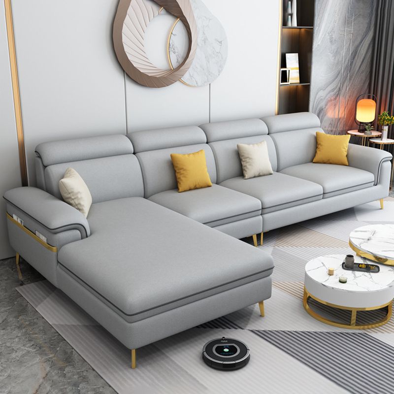 125.98" L Faux Leather Sectional Stain-Resistant Pillow Top Arm Sofa
