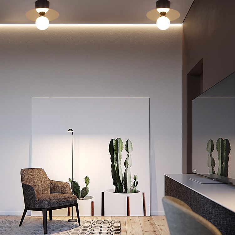 Minimalismus Weißglas Globus Deckenleuchte Rundstück Design Nordic Style 1-Bulb Semi Flush Mount Lampe