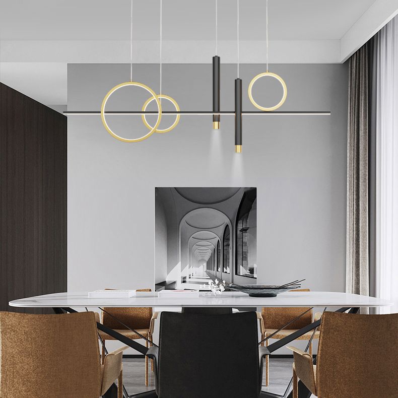 Luz de techo lineal Luz Modern Metal Island Pendants