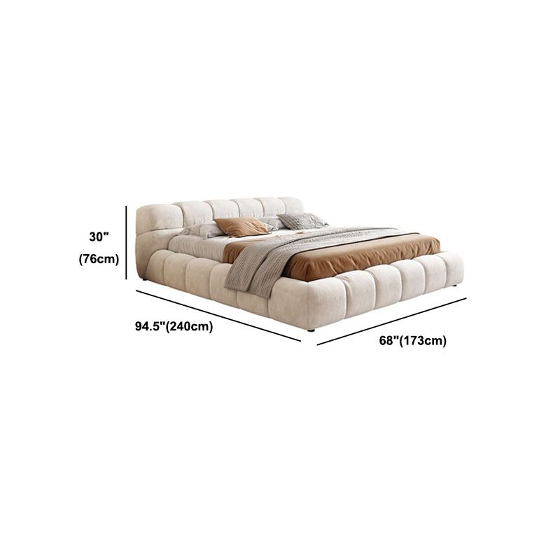 Modern Style Velvet/leather Tufted Upholstered Headboard White Bed