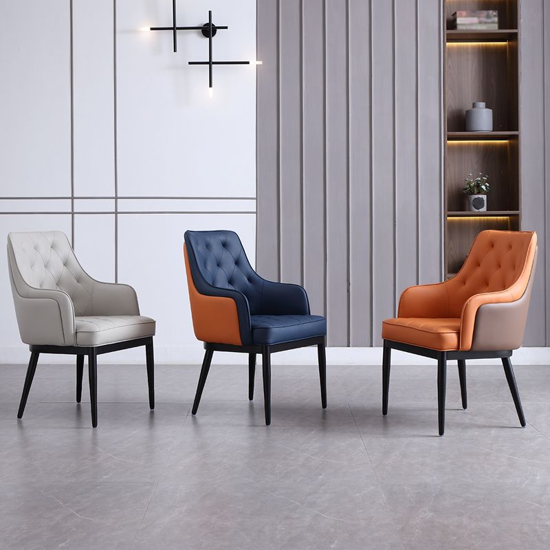 Contemporary Dining Chair Arm Dining Chair with Metal Legs for Kitchen