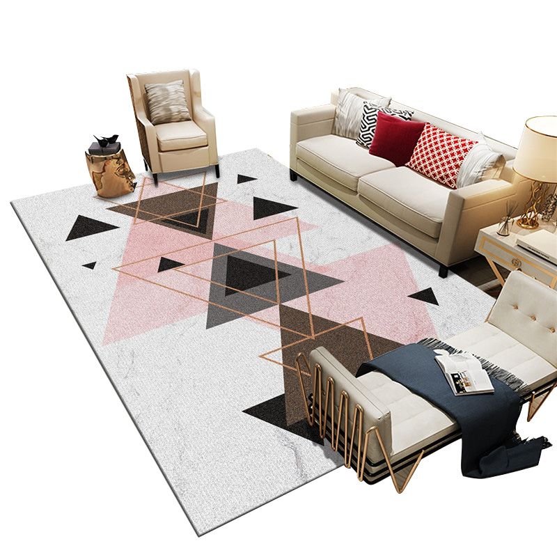 Relaxing Geometric Printed Rug Multi Color Synthetics Area Carpet Non-Slip Backing Pet Friendly Indoor Rug for Parlor
