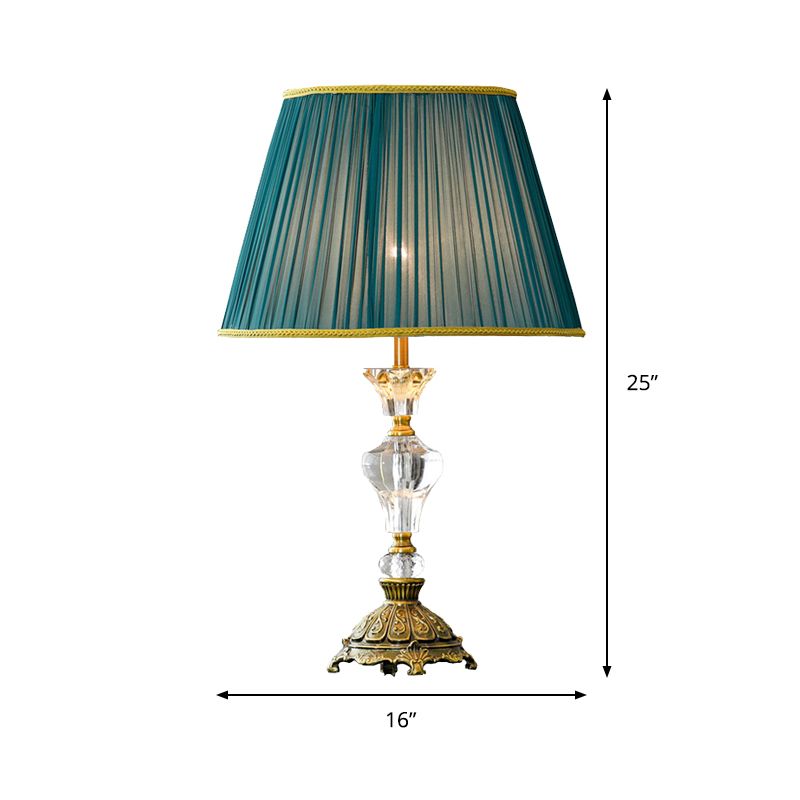 Iluminación de mesa de noche cónica de cristal Luz de mesita de noche dorada modernista de 1 bombilla con base en forma de urna