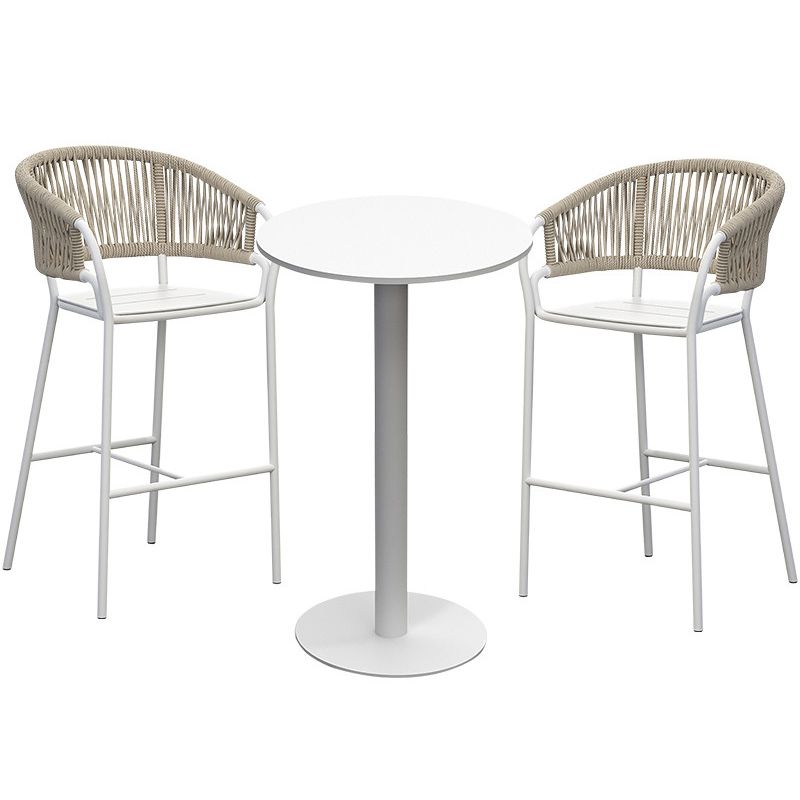 Industrial Style 1/3 Pieces Round Bar Table Set Metal Bar Height Set for Outdoor