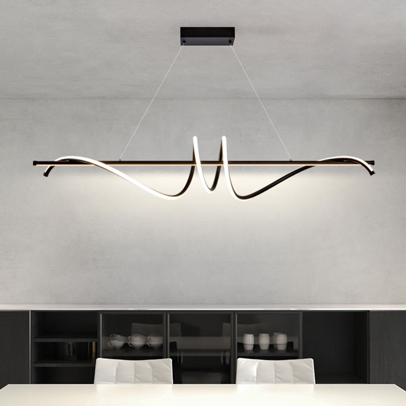 Modern Wavy Island Light Fixture Metal Dining Room Island Pendant Light