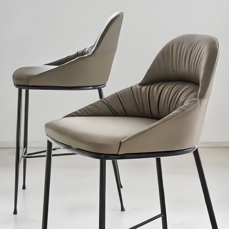 Matte Finish Faux Leather Stools Contemporary Indoor Bar Stools