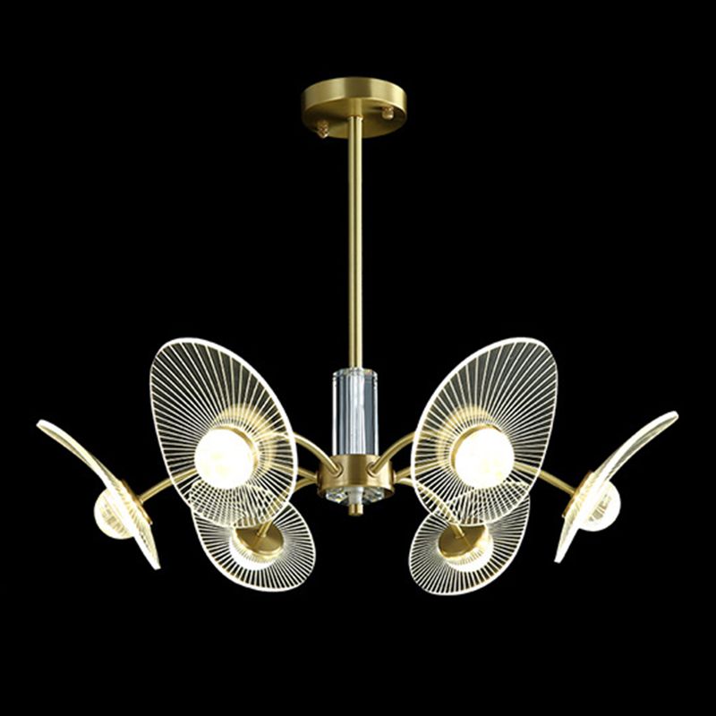 Minimalist Shaded Pendant Chandelier Metal Dinning Room LED Suspension Light in Gold