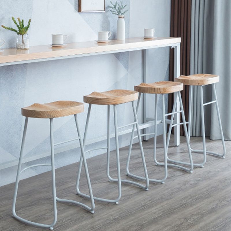 Contemporary Armless Bar Stools Wood Barstools with Footrest
