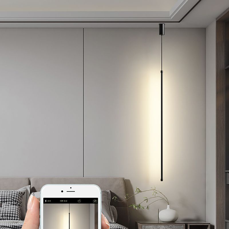 Salon pendentif linéaire lampe en aluminium LED de suspension minimaliste en noir