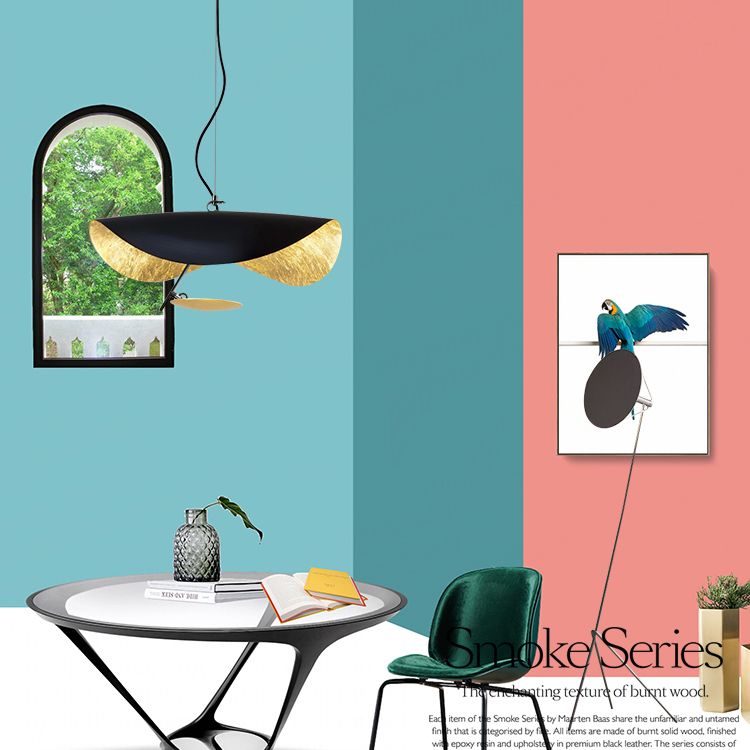 Zwarte hoed Iron Down Lighting Pendant eigentijds 1-licht plafondlicht voor eetkamer