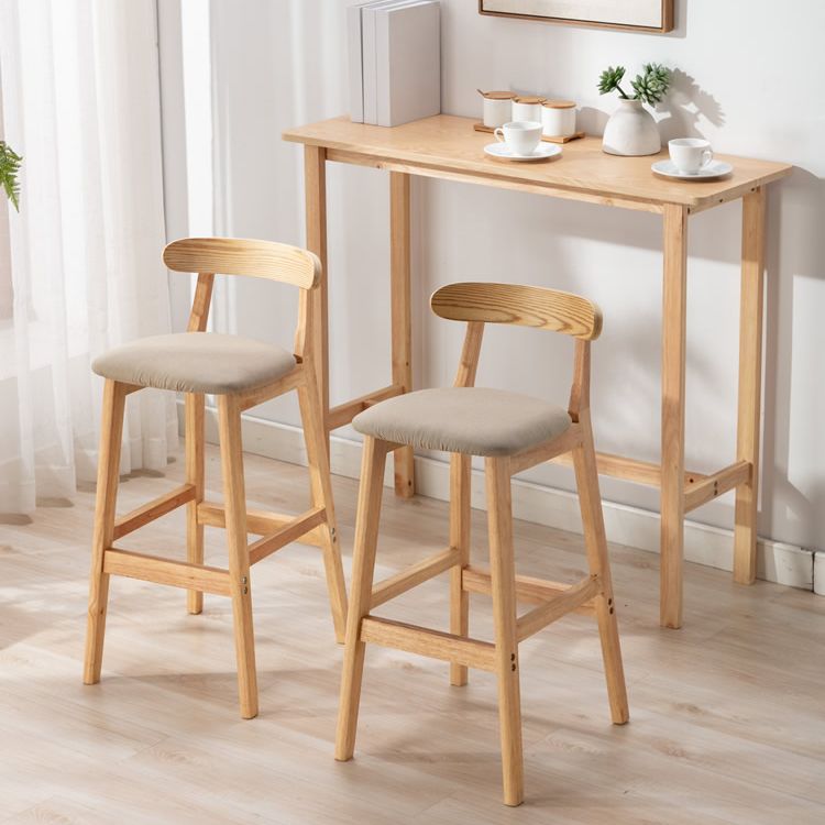 Modern Indoor Wood Top Rectangle Bar Stool Table with Footrest