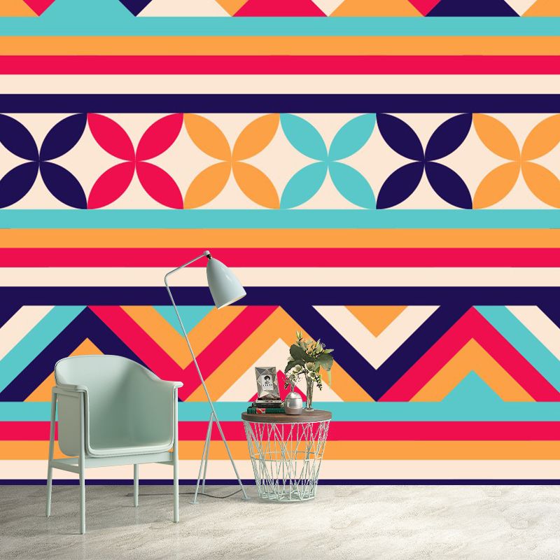 Papier peint Mural géométrique à blocs de couleurs, décoration murale de chambre à coucher résistante à l'humidité, taille personnalisée