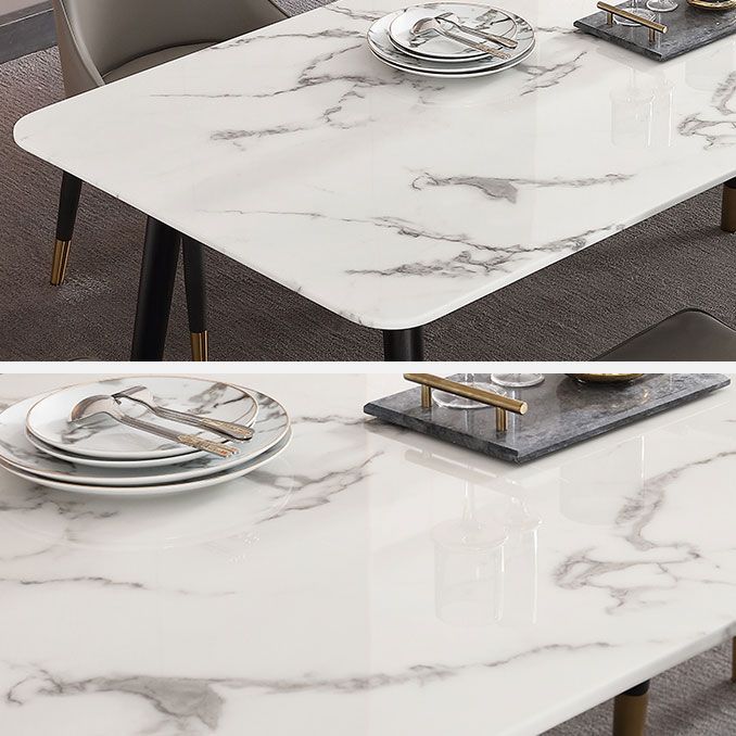 Mesa de comedor de lujo de mármol, mesa rectangular con base de 4 patas para el hogar