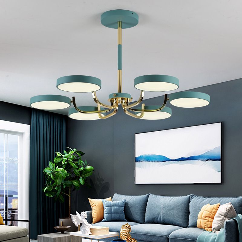 Scandinave Round Hanging Chandelier acrylique 6 lumières suspendues suspendus pour le salon
