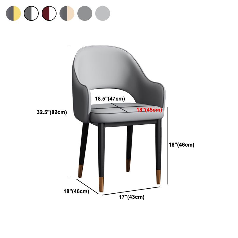Contemporary Style Dining Chair Steel Legs Arm Chair with Upholstered