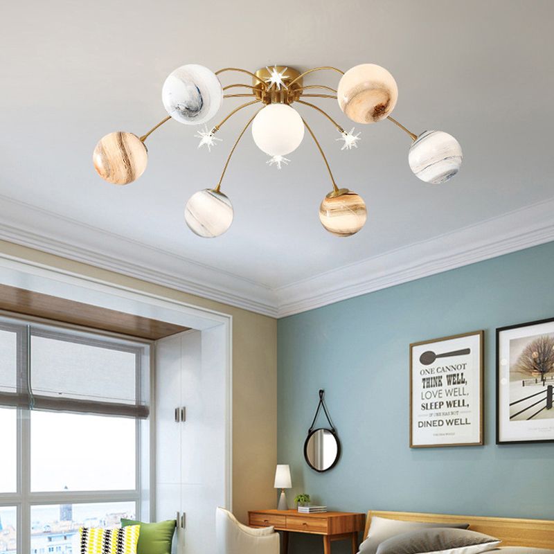 13 Light Flush Mount Ceiling Light Modern Fixture Flush Mount Lamp in Gold