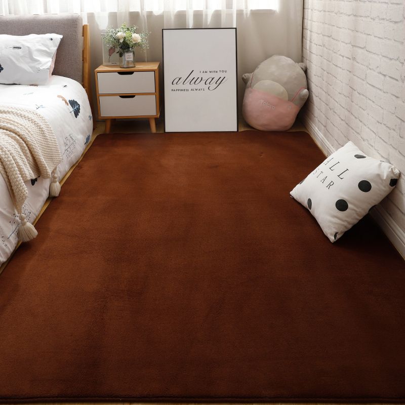 Stylish Solid Color Carpet Green Polyester Area Rug Stain Resistant Area Rug for Bedroom