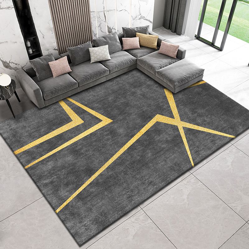 Black Luxury Carpet Polyester Graphic Carpet Non-Slip Backing Carpety for Home Decoration