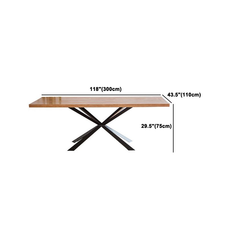 Solid Wood Dining Table Set 1/5 Pcs Industrial Dining Table with Cow Horn Chairs