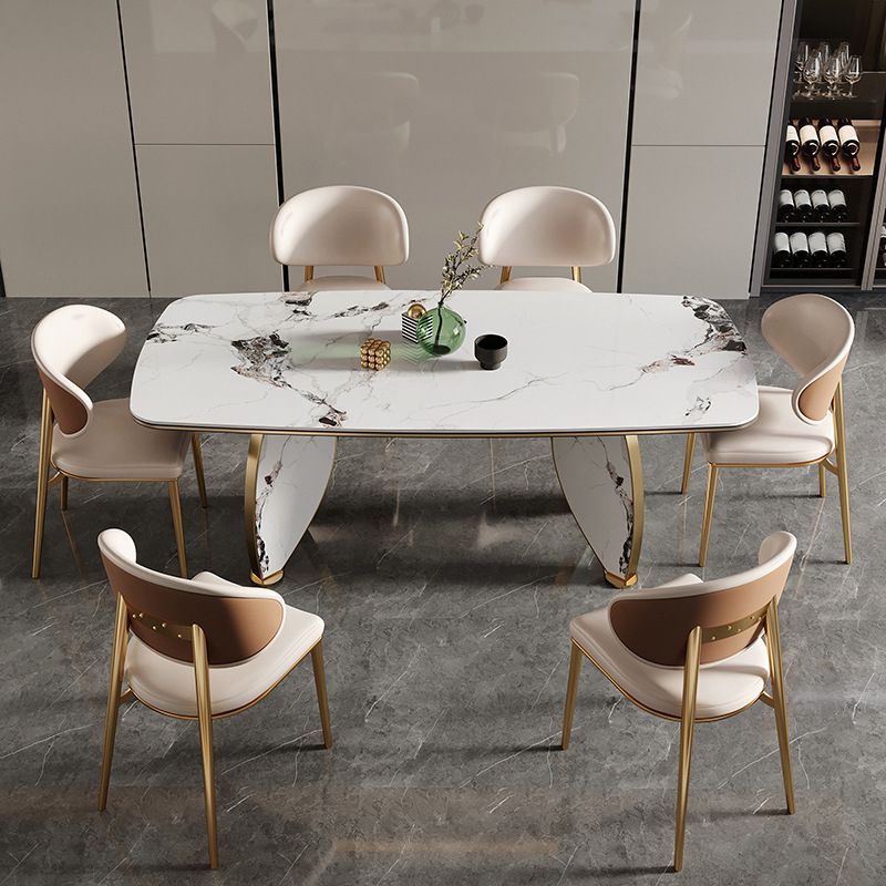 Luxurious 1/4/5/7 Pieces Rectangle Dining Set Sintered Stone Top Dinette Table Set