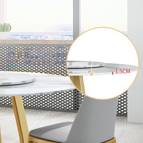 Metal and Stone Table Glam Style Round Dining Table for Home Living Room