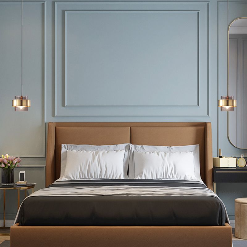 Lampada a sospensione in vetro di fumo cilindrico 1 luce moderna a sospensione minimalista con anello metallico