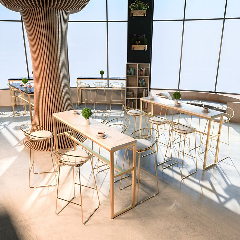 Glam Style Faux Marble Bar Counter Table Rectangle Bar Counter Table for Kitchen