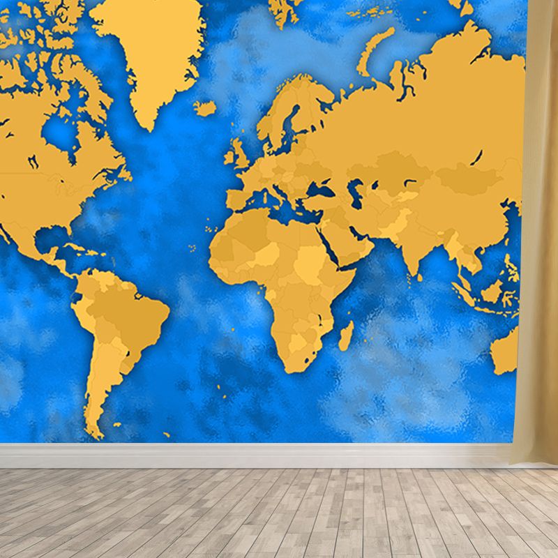Illustration Stain Resistant Mural Wallpaper World Map Living Room Wall Mural