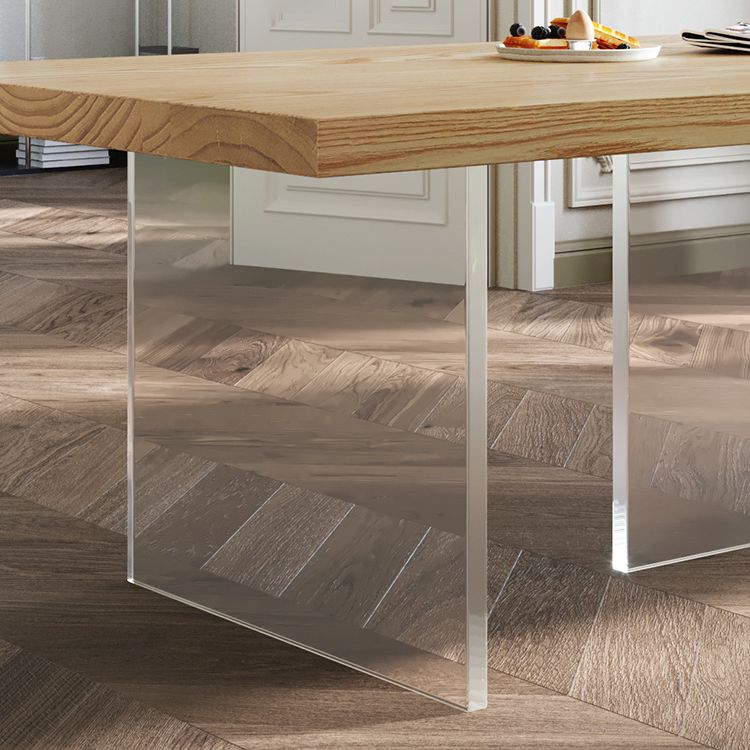 Solid Wood Top Dinner Table Modern Natural Acrylic Tripod Dining Table