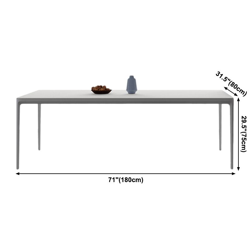 Metal Contemporary Rectangular Dining Table High Gloss White Sintered Stone Table with Metal Legs