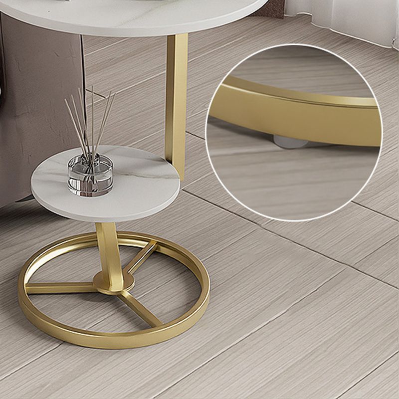 Modern Abstract Corner Table Round Slate Side End Table for Living Room