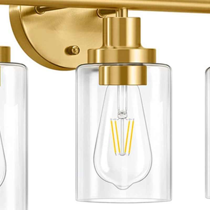 Gold / Black Bathroom Vanity Lighting 3 - Light Iron & Glass Bath Sconce