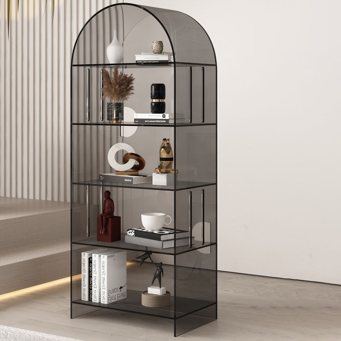 Acrylic Closed Back Standard Bookshelf Modern Style Bookcase