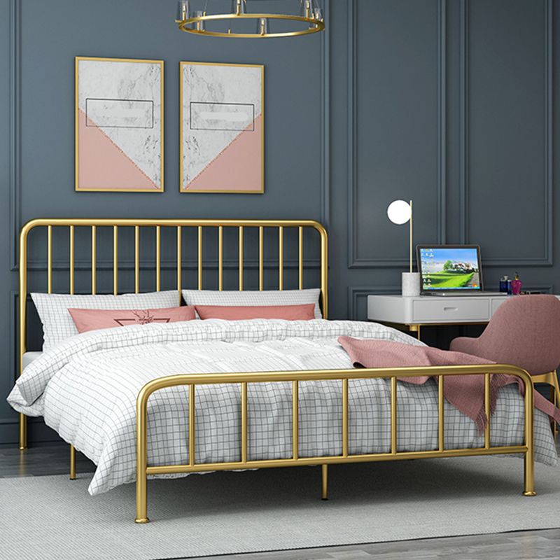 Glam Solid Color Open-Frame Bed Open-Frame Metal Bed with Custom Gold Legs