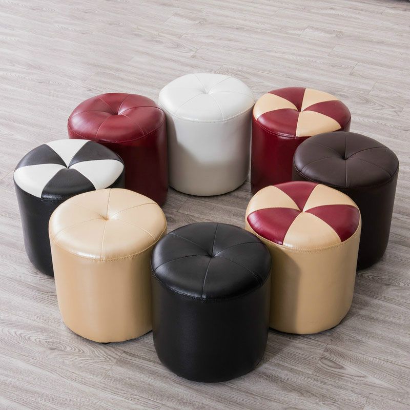 Genuine Leather Standard Stool Modern Style Simple Round Stool